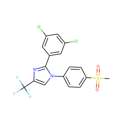 CS(=O)(=O)c1ccc(-n2cc(C(F)(F)F)nc2-c2cc(Cl)cc(Cl)c2)cc1 ZINC000013762142