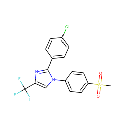 CS(=O)(=O)c1ccc(-n2cc(C(F)(F)F)nc2-c2ccc(Cl)cc2)cc1 ZINC000003814607