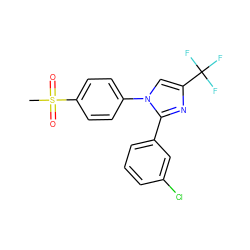 CS(=O)(=O)c1ccc(-n2cc(C(F)(F)F)nc2-c2cccc(Cl)c2)cc1 ZINC000000602217