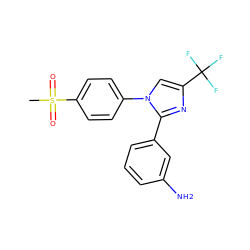 CS(=O)(=O)c1ccc(-n2cc(C(F)(F)F)nc2-c2cccc(N)c2)cc1 ZINC000013762114