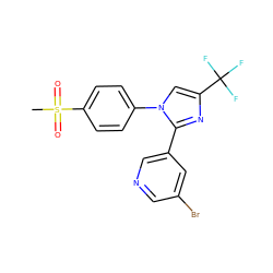 CS(=O)(=O)c1ccc(-n2cc(C(F)(F)F)nc2-c2cncc(Br)c2)cc1 ZINC000003814620