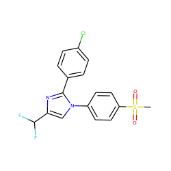 CS(=O)(=O)c1ccc(-n2cc(C(F)F)nc2-c2ccc(Cl)cc2)cc1 ZINC000003814616