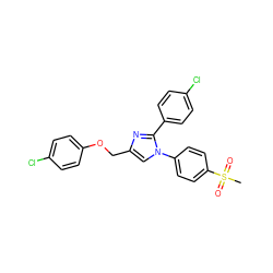 CS(=O)(=O)c1ccc(-n2cc(COc3ccc(Cl)cc3)nc2-c2ccc(Cl)cc2)cc1 ZINC000013762166