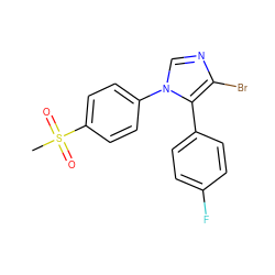 CS(=O)(=O)c1ccc(-n2cnc(Br)c2-c2ccc(F)cc2)cc1 ZINC000000588568