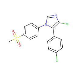 CS(=O)(=O)c1ccc(-n2cnc(Cl)c2-c2ccc(Cl)cc2)cc1 ZINC000013525158