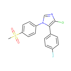 CS(=O)(=O)c1ccc(-n2cnc(Cl)c2-c2ccc(F)cc2)cc1 ZINC000000602593