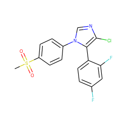 CS(=O)(=O)c1ccc(-n2cnc(Cl)c2-c2ccc(F)cc2F)cc1 ZINC000013525193