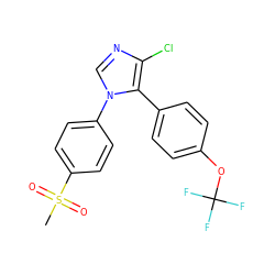 CS(=O)(=O)c1ccc(-n2cnc(Cl)c2-c2ccc(OC(F)(F)F)cc2)cc1 ZINC000013525173