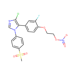 CS(=O)(=O)c1ccc(-n2cnc(Cl)c2-c2ccc(OCCO[N+](=O)[O-])c(F)c2)cc1 ZINC000035324983