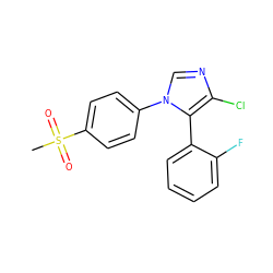 CS(=O)(=O)c1ccc(-n2cnc(Cl)c2-c2ccccc2F)cc1 ZINC000013525150