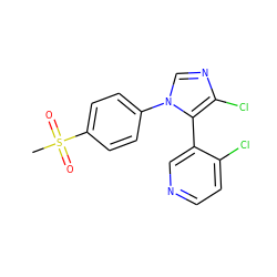 CS(=O)(=O)c1ccc(-n2cnc(Cl)c2-c2cnccc2Cl)cc1 ZINC000027098420