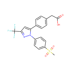 CS(=O)(=O)c1ccc(-n2nc(C(F)(F)F)cc2-c2ccc(CC(=O)O)cc2)cc1 ZINC000045288848