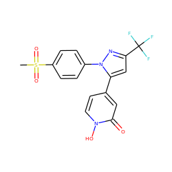 CS(=O)(=O)c1ccc(-n2nc(C(F)(F)F)cc2-c2ccn(O)c(=O)c2)cc1 ZINC000169368752