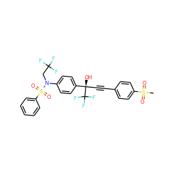 CS(=O)(=O)c1ccc(C#C[C@@](O)(c2ccc(N(CC(F)(F)F)S(=O)(=O)c3ccccc3)cc2)C(F)(F)F)cc1 ZINC000084690526