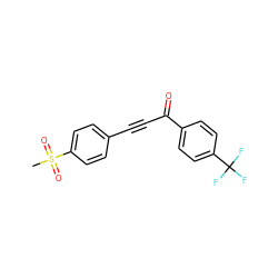 CS(=O)(=O)c1ccc(C#CC(=O)c2ccc(C(F)(F)F)cc2)cc1 ZINC000013683334