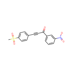 CS(=O)(=O)c1ccc(C#CC(=O)c2cccc([N+](=O)[O-])c2)cc1 ZINC000013683400