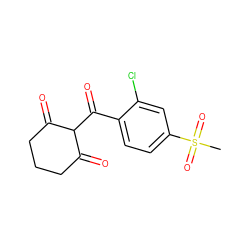 CS(=O)(=O)c1ccc(C(=O)C2C(=O)CCCC2=O)c(Cl)c1 ZINC000096341899