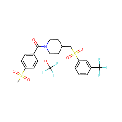 CS(=O)(=O)c1ccc(C(=O)N2CCC(CS(=O)(=O)c3cccc(C(F)(F)F)c3)CC2)c(OC(F)(F)F)c1 ZINC000103251129