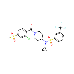 CS(=O)(=O)c1ccc(C(=O)N2CCC(N(C3CC3)S(=O)(=O)c3cccc(C(F)(F)F)c3)CC2)c(Cl)c1 ZINC000103251070