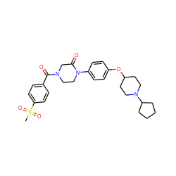 CS(=O)(=O)c1ccc(C(=O)N2CCN(c3ccc(OC4CCN(C5CCCC5)CC4)cc3)C(=O)C2)cc1 ZINC000028870396