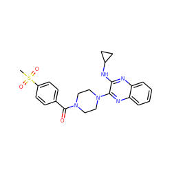 CS(=O)(=O)c1ccc(C(=O)N2CCN(c3nc4ccccc4nc3NC3CC3)CC2)cc1 ZINC000144438626