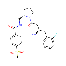 CS(=O)(=O)c1ccc(C(=O)NC[C@@H]2CCCN2C(=O)C[C@H](N)Cc2ccccc2F)cc1 ZINC000043021500