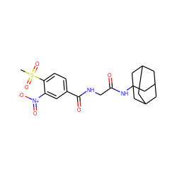 CS(=O)(=O)c1ccc(C(=O)NCC(=O)NC23CC4CC(CC(C4)C2)C3)cc1[N+](=O)[O-] ZINC000095601424