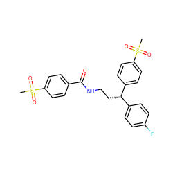 CS(=O)(=O)c1ccc(C(=O)NCC[C@@H](c2ccc(F)cc2)c2ccc(S(C)(=O)=O)cc2)cc1 ZINC000043077903