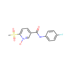 CS(=O)(=O)c1ccc(C(=O)Nc2ccc(F)cc2)c[n+]1[O-] ZINC000029571285