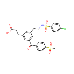 CS(=O)(=O)c1ccc(C(=O)c2cc(CCNS(=O)(=O)c3ccc(Cl)cc3)cc(CCC(=O)O)c2)cc1 ZINC000026180884