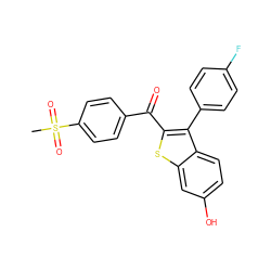 CS(=O)(=O)c1ccc(C(=O)c2sc3cc(O)ccc3c2-c2ccc(F)cc2)cc1 ZINC000653802051