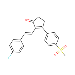 CS(=O)(=O)c1ccc(C2=C(/C=C/c3ccc(F)cc3)C(=O)CC2)cc1 ZINC000013796679