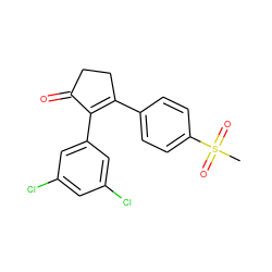 CS(=O)(=O)c1ccc(C2=C(c3cc(Cl)cc(Cl)c3)C(=O)CC2)cc1 ZINC000013796654