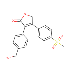 CS(=O)(=O)c1ccc(C2=C(c3ccc(CO)cc3)C(=O)OC2)cc1 ZINC000072170725