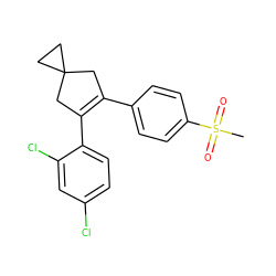 CS(=O)(=O)c1ccc(C2=C(c3ccc(Cl)cc3Cl)CC3(CC3)C2)cc1 ZINC000013745546