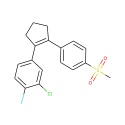 CS(=O)(=O)c1ccc(C2=C(c3ccc(F)c(Cl)c3)CCC2)cc1 ZINC000013744268