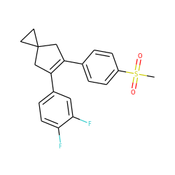 CS(=O)(=O)c1ccc(C2=C(c3ccc(F)c(F)c3)CC3(CC3)C2)cc1 ZINC000003814740