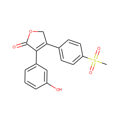 CS(=O)(=O)c1ccc(C2=C(c3cccc(O)c3)C(=O)OC2)cc1 ZINC000013818525