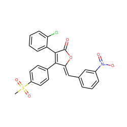 CS(=O)(=O)c1ccc(C2=C(c3ccccc3Cl)C(=O)O/C2=C\c2cccc([N+](=O)[O-])c2)cc1 ZINC000096929030