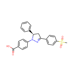 CS(=O)(=O)c1ccc(C2=NN(c3ccc(C(=O)O)cc3)[C@@H](c3ccccc3)C2)cc1 ZINC000653760644