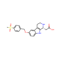 CS(=O)(=O)c1ccc(COc2ccc3[nH]c4c(c3c2)CCN[C@@H]4CC(=O)O)cc1 ZINC000114898408