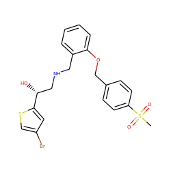 CS(=O)(=O)c1ccc(COc2ccccc2CNC[C@@H](O)c2cc(Br)cs2)cc1 ZINC000014966893