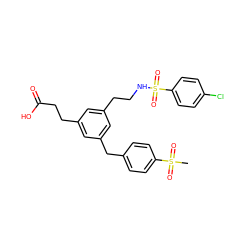 CS(=O)(=O)c1ccc(Cc2cc(CCNS(=O)(=O)c3ccc(Cl)cc3)cc(CCC(=O)O)c2)cc1 ZINC000026178721