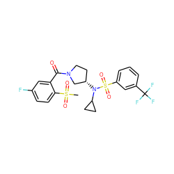 CS(=O)(=O)c1ccc(F)cc1C(=O)N1CC[C@H](N(C2CC2)S(=O)(=O)c2cccc(C(F)(F)F)c2)C1 ZINC000103251092