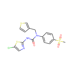 CS(=O)(=O)c1ccc(N(Cc2ccsc2)C(=O)Nc2ncc(Cl)s2)cc1 ZINC000028130712