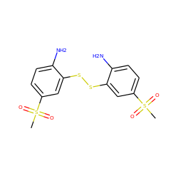 CS(=O)(=O)c1ccc(N)c(SSc2cc(S(C)(=O)=O)ccc2N)c1 ZINC000005798529