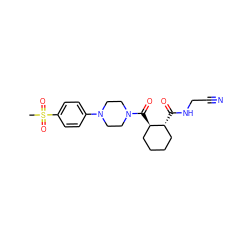 CS(=O)(=O)c1ccc(N2CCN(C(=O)[C@@H]3CCCC[C@H]3C(=O)NCC#N)CC2)cc1 ZINC000095557648