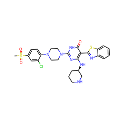 CS(=O)(=O)c1ccc(N2CCN(c3nc(N[C@@H]4CCCNC4)c(-c4nc5ccccc5s4)c(=O)[nH]3)CC2)c(Cl)c1 ZINC001772575694