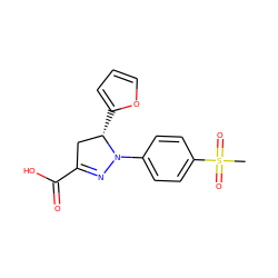 CS(=O)(=O)c1ccc(N2N=C(C(=O)O)C[C@@H]2c2ccco2)cc1 ZINC000653801622