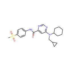 CS(=O)(=O)c1ccc(NC(=O)c2cc(N(CC3CC3)C3CCCCC3)ncn2)cc1 ZINC000049050469